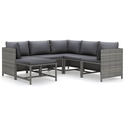 VIDAXL  6 Piece Garden Lounge Set With Cushions Poly Rattan In Grey