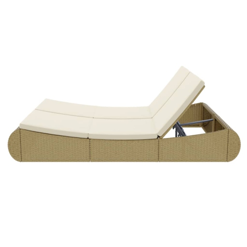 vidaXL Outdoor Lounge Bed Poly Rattan Beige