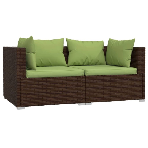 VIDAXL  2-Seater Sofa With Cushions Poly Rattan In Brown