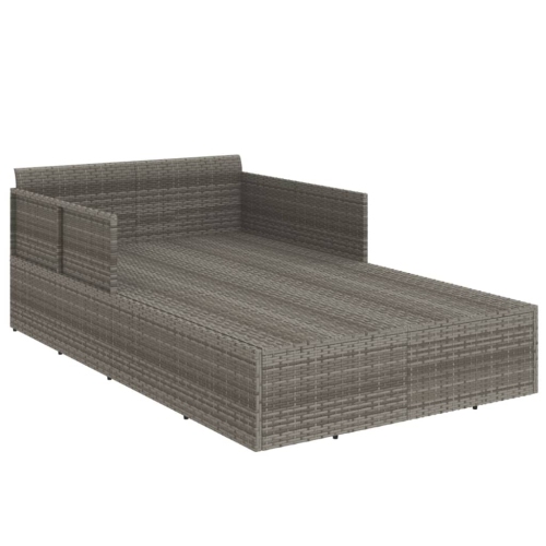 vidaXL Sunbed with Cushions Grey 182x118x63 cm Poly Rattan