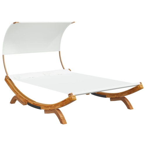 VIDAXL  Outdoor Lounge Bed With Canopy 165X203X126 Cm Solid Bent Wood Cream