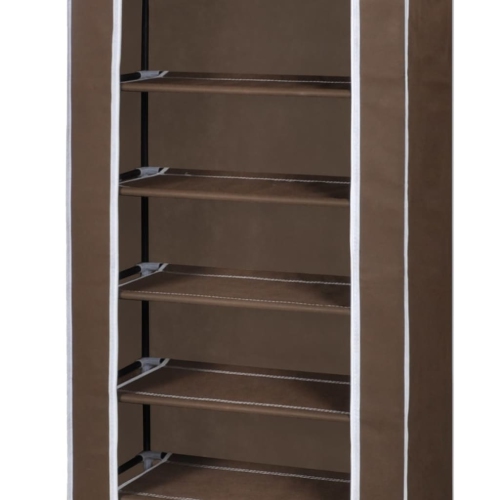 Fabric Shoe Cabinet with Cover 162 x 57 x 29 cm Brown