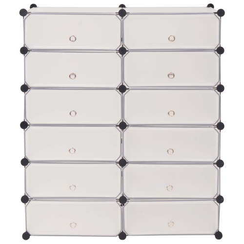 vidaXL Interlocking Shoe Organiser with 12 Compartments White