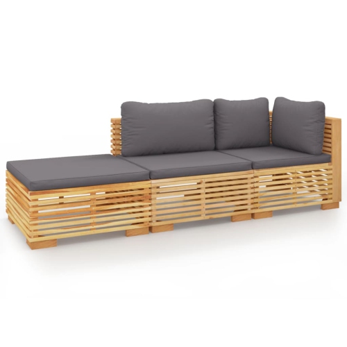 vidaXL 3 Piece Garden Lounge Set with Cushions Solid Teak Wood