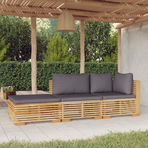 vidaXL 3 Piece Garden Lounge Set with Cushions Solid Teak Wood