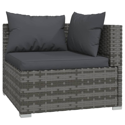 vidaXL 2-Seater Sofa with Cushions Grey Poly Rattan