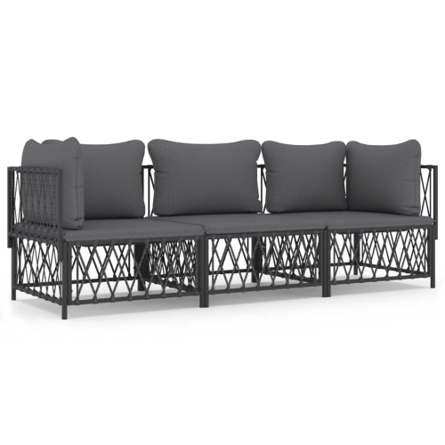 VIDAXL  3 Piece Garden Lounge Set With Cushions Anthracite Steel
