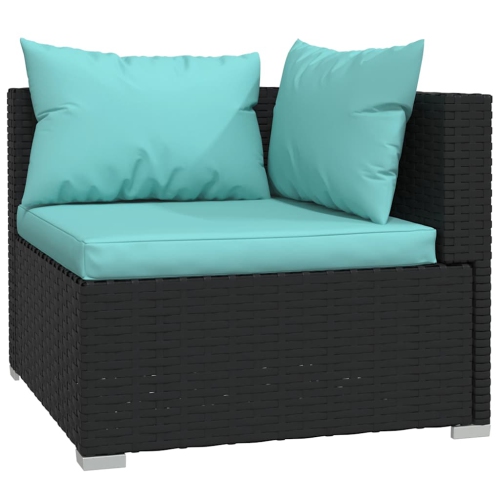 vidaXL 4 Piece Garden Lounge Set with Cushions Black Poly Rattan