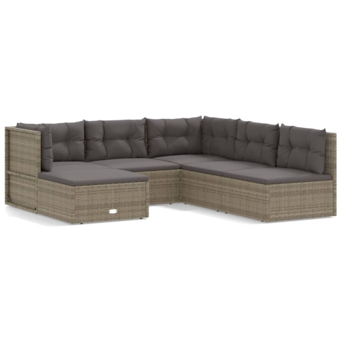 Vidaxl 6 piece garden lounge discount set with cushions poly rattan grey