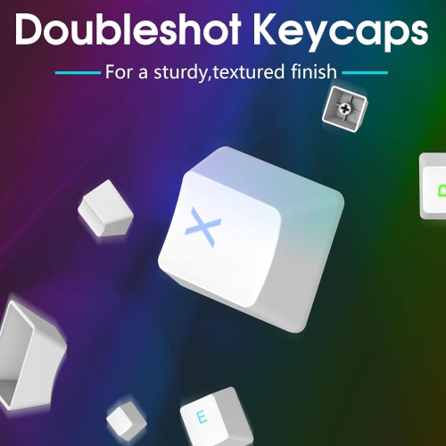 Wired 65% RGB Backlit Ultra-Compact 60% Layout 68 Keys Gaming Keyboard, Hot Swappable Keyboard with Stand-Alone Arrow/Control Keys, Blue Switch, White