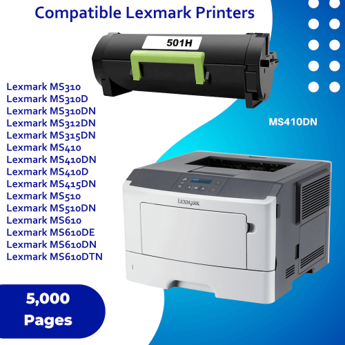 Compatible Lexmark 50F1H00, 501H Toner Cartridge For MS310d, MS312, MS315, MS410, MS415, MS510, MS610 - 5K