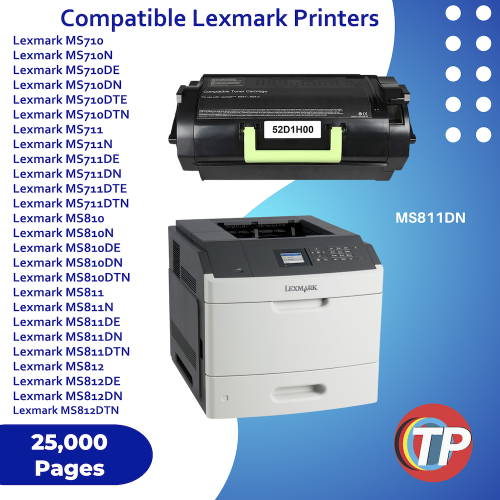 Compatible Lexmark 52D1H00, 521H Toner Cartridge For MS710, MS810, MS711, MS811, MS812, 25000 Pages
