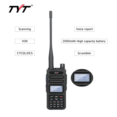 MD-750 Handheld VHF/UHF Dual Band DMR Two Way Radio, Digital/Analog Walkie Talkie