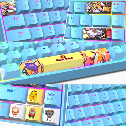 Mechanical Gaming Keyboard Mini Compact Wired 18 Chroma RGB Backlit Anime PBT Keycaps Portable Full 68 Keys Anti-ghosting Compatible with PS4, PS5,