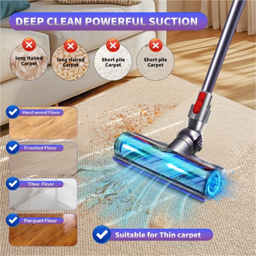Tête d'aspirateur anti-enchevêtrement améliorée pour aspirateur sans fil V7 V10 V11 V15 de Dyson