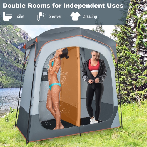Costway 2 Room Shower Tent Oversize Privacy Shelter Portable Dressing Toilet Outdoor