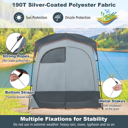 Costway 2 Room Shower Tent Oversize Privacy Shelter Portable Dressing Toilet Outdoor