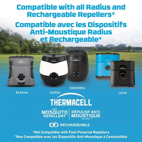 Nouveau Recharges de chasse-moustiques rechargeables Thermacell; 72 heures; compatible avec les chasse-moustiques Thermacell de série E et rayon