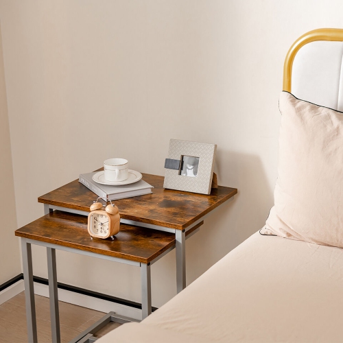 Gymax 3 Pcs Nesting Coffee End Table Set Stacking Side Nightstand Living Room