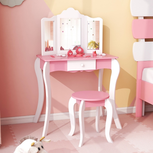 Kiddie play pretend play kids vanity clearance table and chair beauty play set