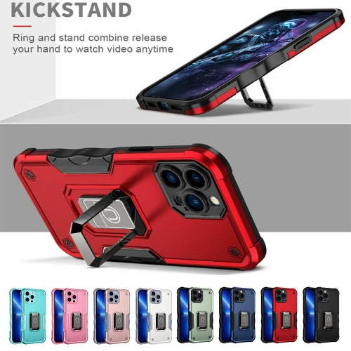 SuperShield Defender Fitted Hard Shell Ring Holder Stand Case for iPhone 14 Plus - Rose Gold