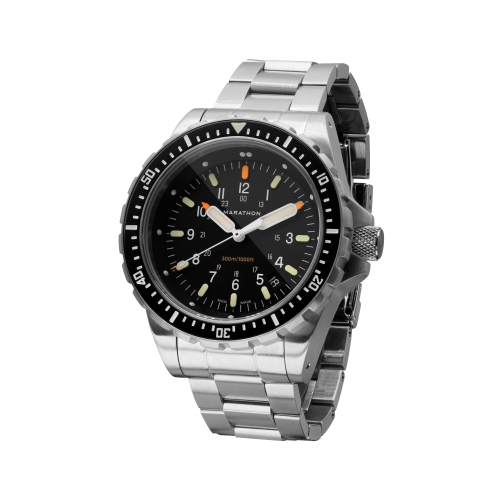 MARATHON – Quartz de plongeur géant avec bracelet en acier inoxydable et fermoir 46 mm USMC