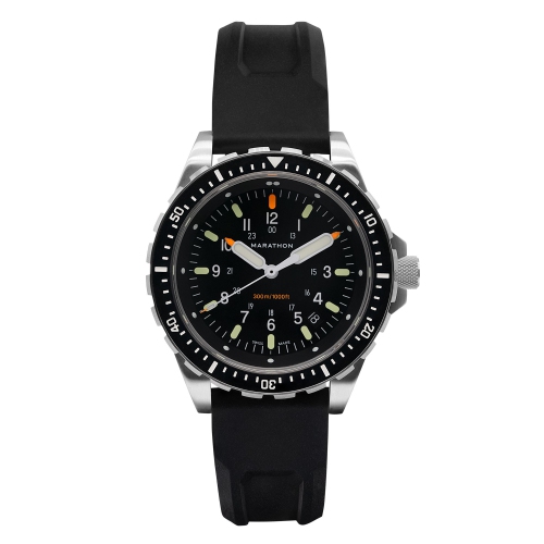 MARATHON  - Jumbo Diver's Quartz (Jsar) On 3-Piece Rubber Strap Kit 46MM In Black