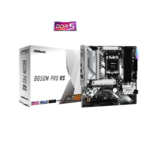 ASRock Motherboard B650M Pro RS AMD B650 AM5 Max128GB DDR5 PCIe Micro ATX