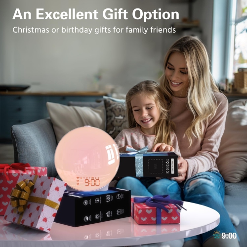 Sunrise Alarm Clock with Smart APP Control, Sunrise Simulation, Noise Sound Machine, Dual Alarms, FM Radio - Enhance Your Morning Routine, Alarm
