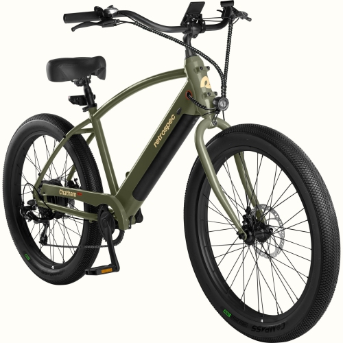 Retrospec Chatham REV Plus Electric Cruiser Bike - Matte Olive Drab