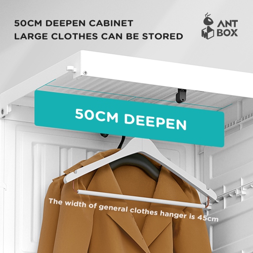 AntBox Closet 15 grids 9 doors 3 hangers, Portable Wardrobe Closet Storage Organizer for Clothes, Folding All-in-one Plastic Wardrobe with Magnetic