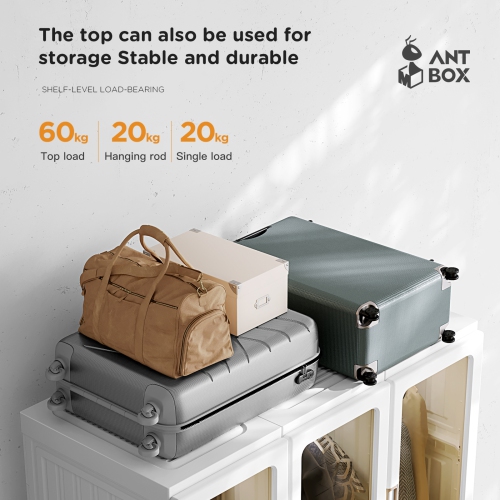 AntBox Closet 15 grids 9 doors 3 hangers, Portable Wardrobe Closet Storage Organizer for Clothes, Folding All-in-one Plastic Wardrobe with Magnetic