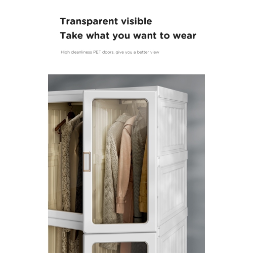 AntBox Closet 15 grids 9 doors 3 hangers, Portable Wardrobe Closet Storage Organizer for Clothes, Folding All-in-one Plastic Wardrobe with Magnetic