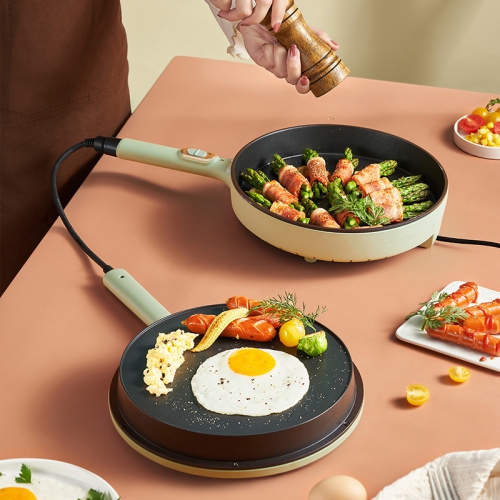 Bear Electric Double Sided Crepe/Pancake Grill Pan DBC-D15G2, Electric Griddle, Detachable Multifunctional Pan, 11.8" Glass Cover