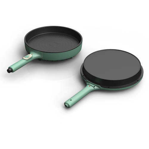 Bear Electric Double Sided Crepe/Pancake Grill Pan DBC-D15G2, Electric Griddle, Detachable Multifunctional Pan, 11.8" Glass Cover