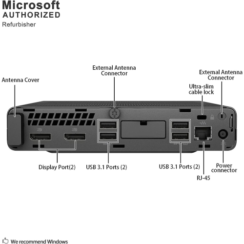 HP EliteDesk 800 G4 Tiny Desktop - Intel Core i5-8500T, 16GB Memory, 256GB SSD, Win 10 by HP - Refurbished condition - Image 2