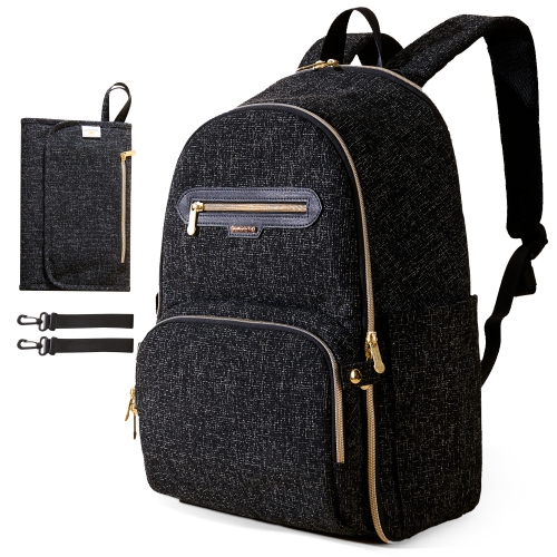 SUNVENO  Tweed Foldable Diaper Bag Backpack