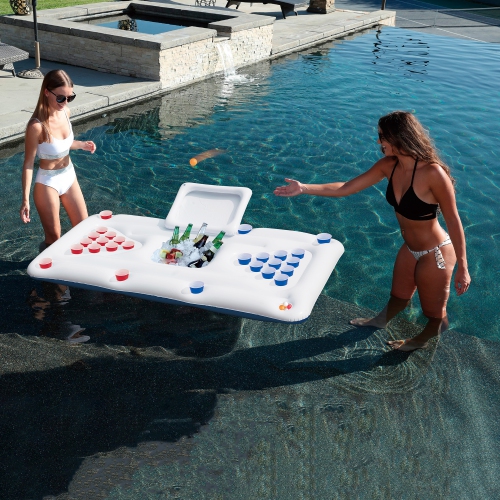 Floating Swimming Pool Pong Game with Built In Cooler - 76.5"