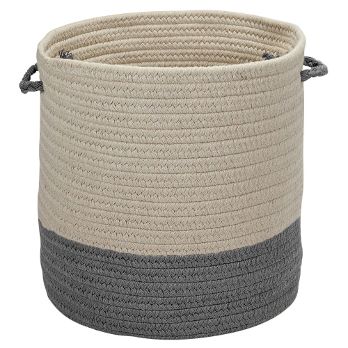 11" Gray and Beige Handmade Braided Basket