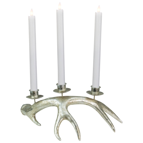 Deer Antler Christmas Taper Candle Holder - 12" - Champagne