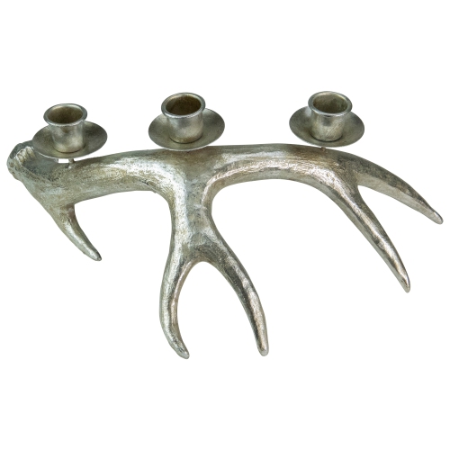 Deer Antler Christmas Taper Candle Holder - 12" - Champagne