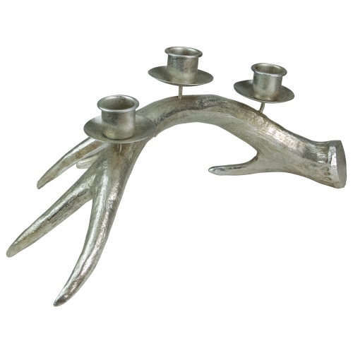 Deer Antler Christmas Taper Candle Holder - 12" - Champagne