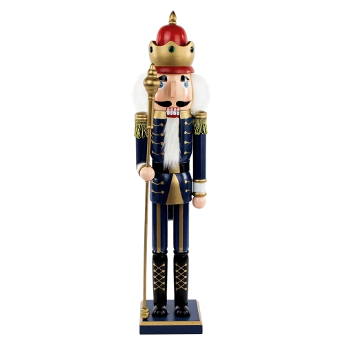 24" Blue and Gold Christmas Nutcracker King with Scepter