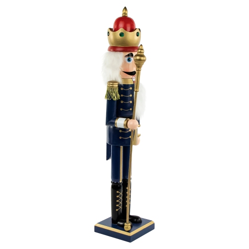 24" Blue and Gold Christmas Nutcracker King with Scepter