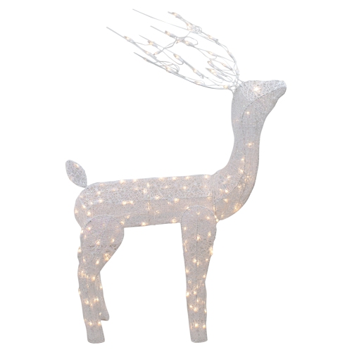 NORTHLIGHT  48-Inch Lighted Mesh Buck Outdoor Christmas Decoration - Clear Lights In White
