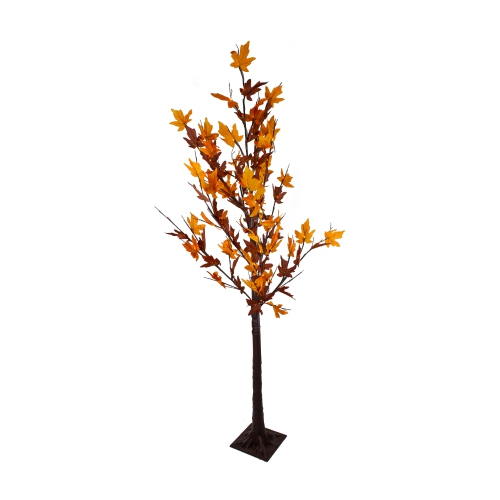 6' Pre-Lit LED Artificial Maple Fall Harvest Tree- Clear LED Lights