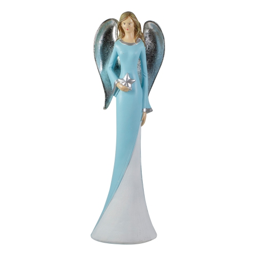 Angel Figurine Holding a Star - 6.5" - Blue