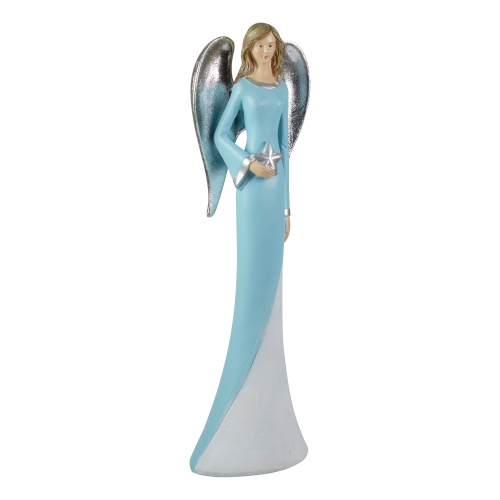 Angel Figurine Holding a Star - 6.5" - Blue