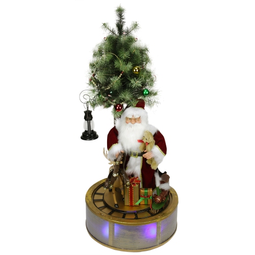 NORTHLIGHT  4' Animated And Musical Lighted Led Santa Claus With Tree And Rotating Train Christmas Decor