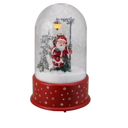 NORTHLIGHT  Lighted Santa With Street Light Snowing Christmas Globe - 11.75"
